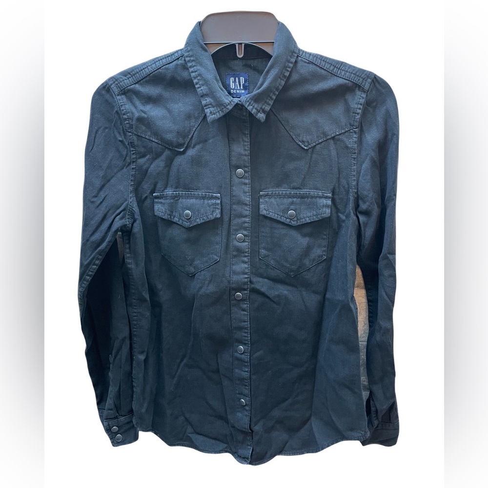 ❤️ GAP BLACK WESTERN BUTTON DOWN SHIRT SIZE XS